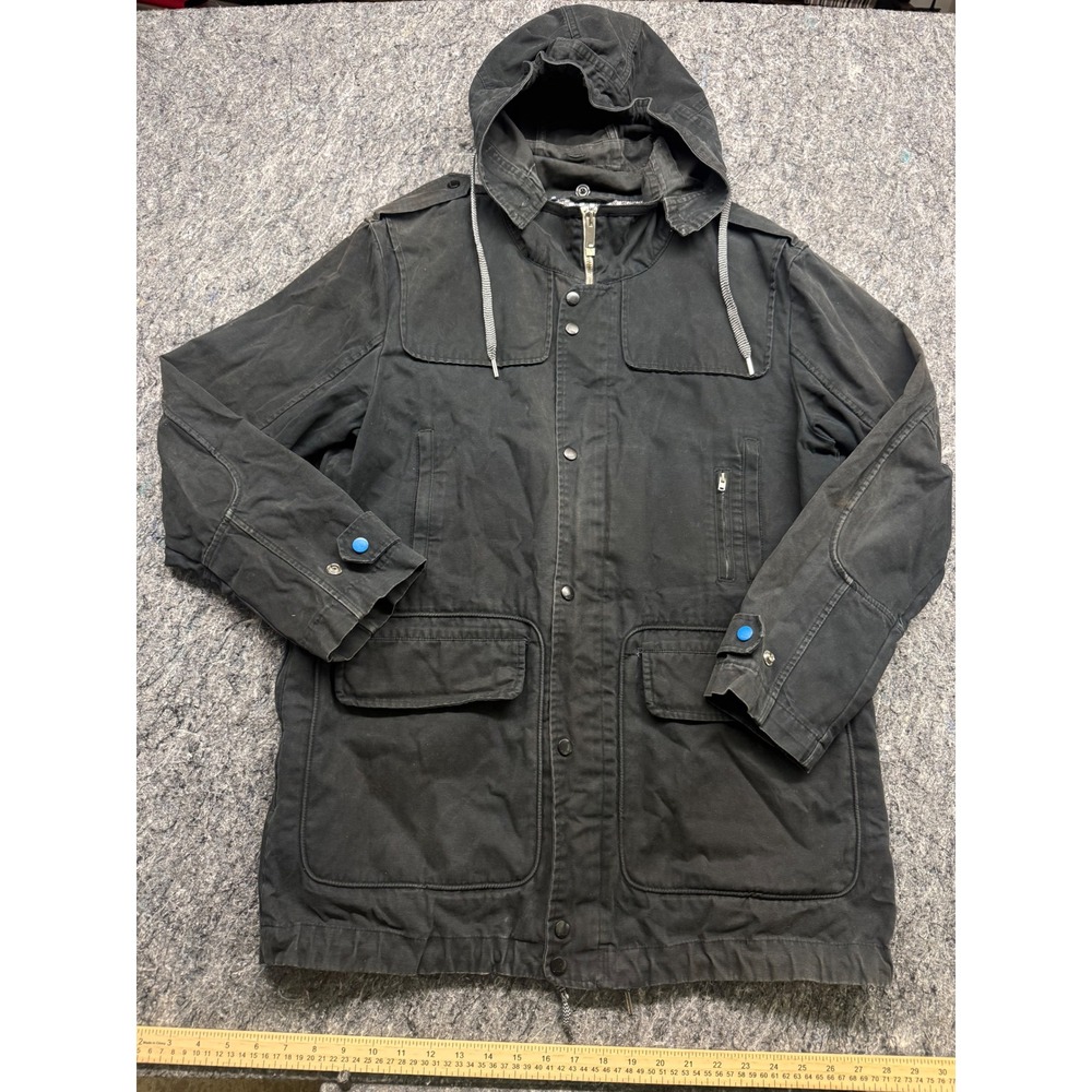 Adidas Originals Mens Black Canvas Utility Field Jacket Hooded Parka V32279 L